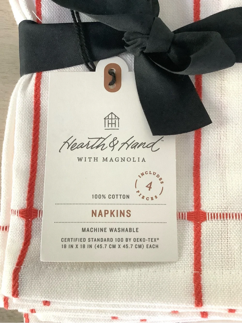 4pc Hearth & Hand Magnolia Poppy Gingham Napkin Set